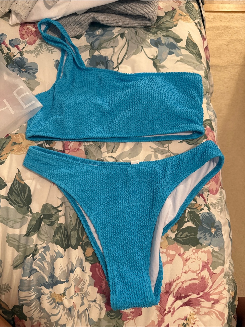 Cupshe Bright Blue Textured Swimsuit Top
